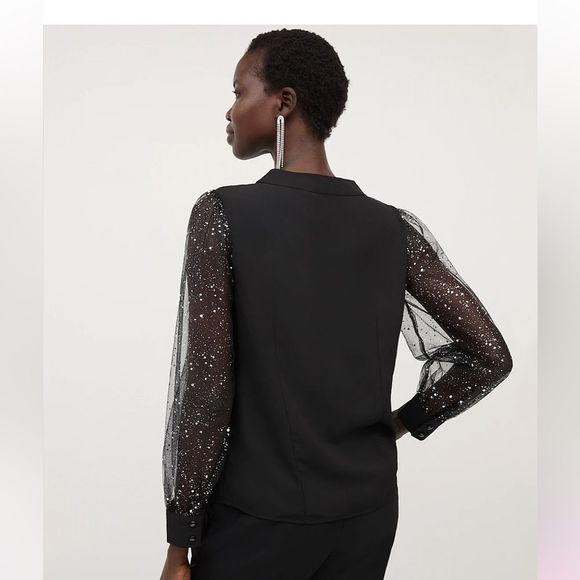 NWT LS Glitter Slv Blouse Sullivan Blue Plus XXL. Bundle item only - Picture 3 of 3